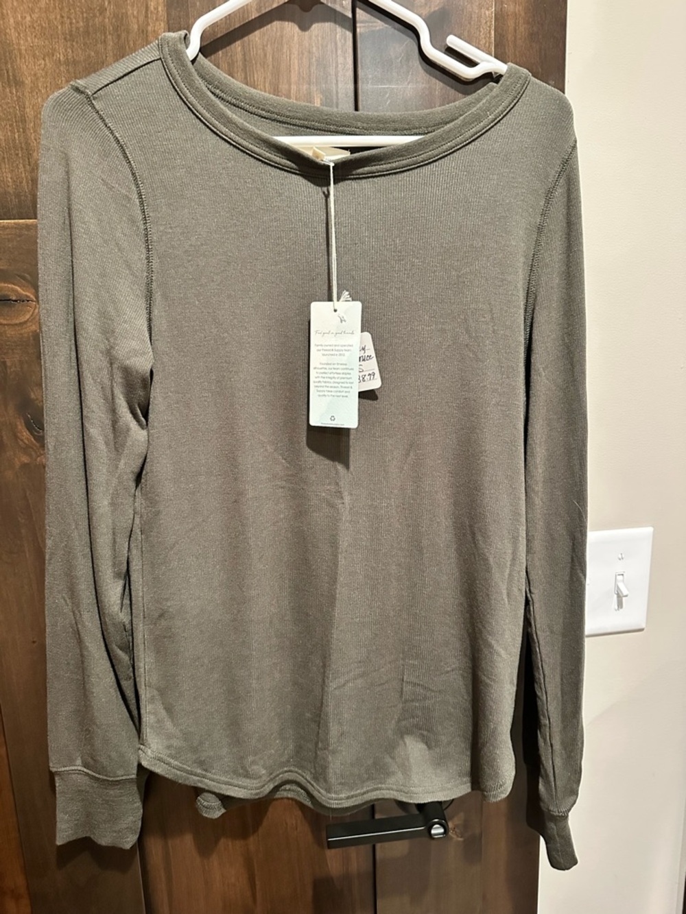 Thread & Supply Olive Green Long Sleeve Crewneck Top
